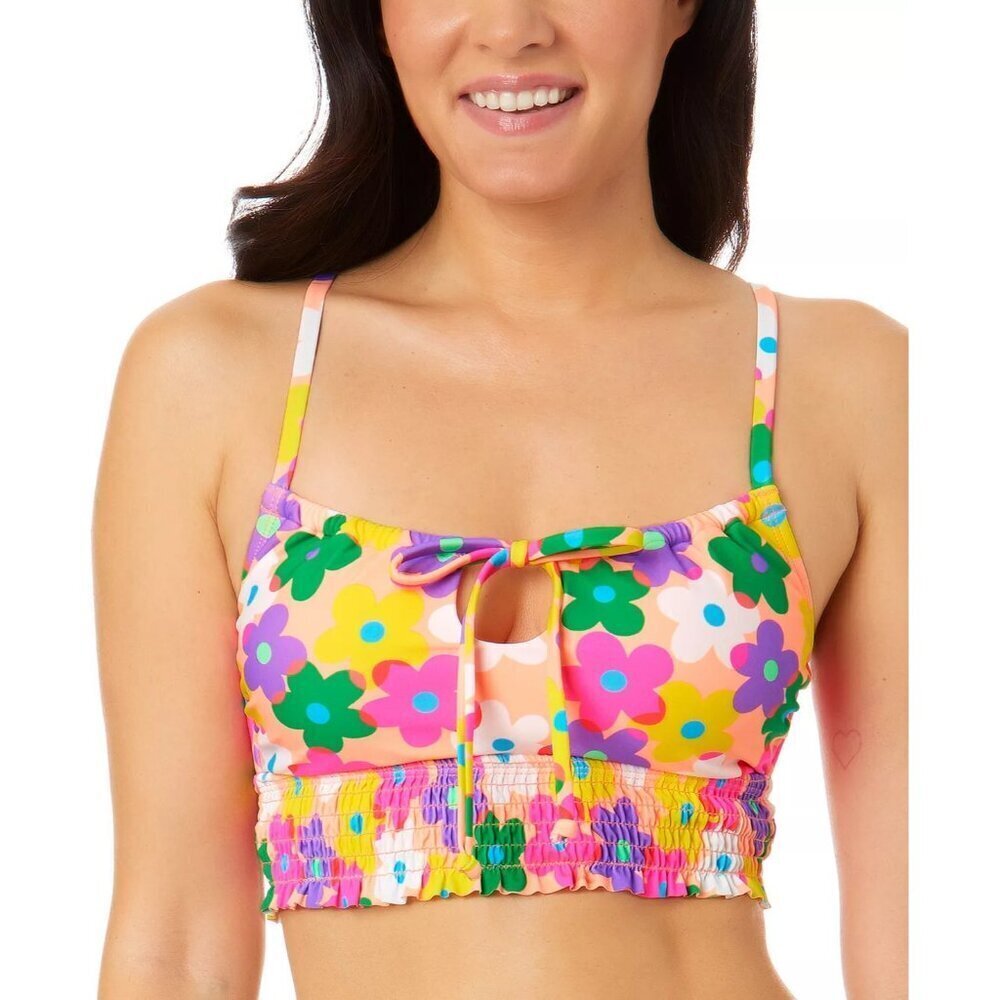 Salt & Cove Juniors Size‎ XS Pressed Floral Smock-Front Cami Bikini Top 2654